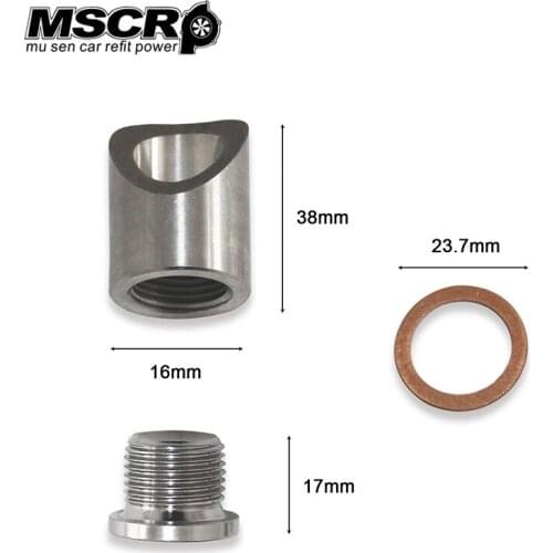 O2 Oxygen Sensor Weld Bung Nut 45 Degree M18 x 1.5 with Hexagon socket plug stainless steel