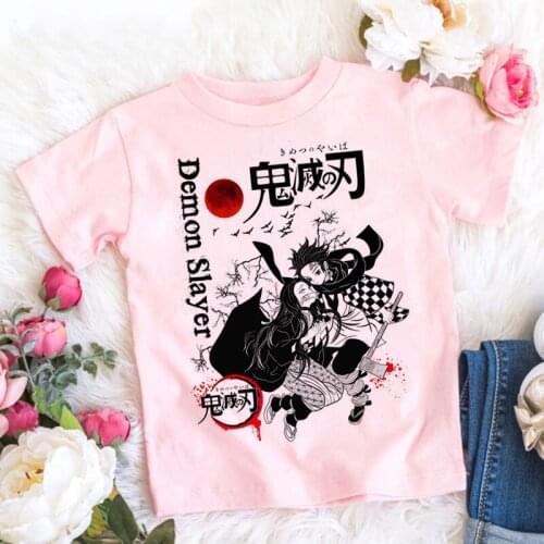 Japanese Anime Demon Slayer T Shirt Kids Summer Cartoon Top Kimetsu No Yaiba Unisex T Shirt Fashion Children Clothes 0579