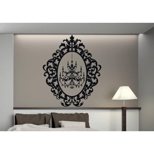 Wall sticker vinyl applique chandelier decoration beautiful oval frame bedroom living room home decor art mural wallpaper 2WS6