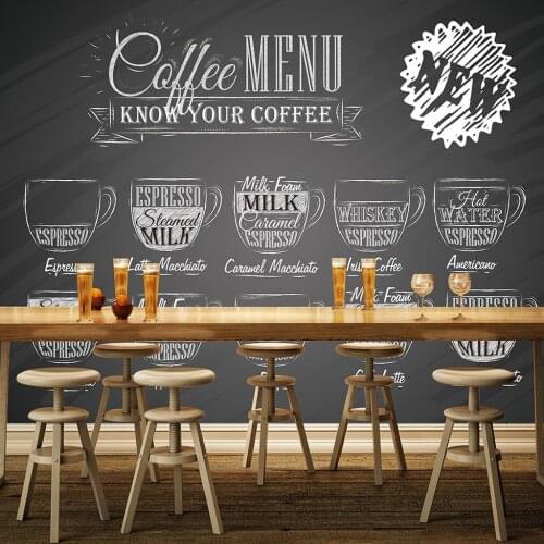 Custom Photo Hand Painted English Letter Poster Wall Painting Coffee House Cafe Restaurant Living Room Mural Wallpaper Modern 3D
