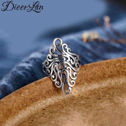 Personality Exaggerated 925 Sterling Silver Large Flower Rings For Women Engagement Jewelry Girls Open Finger Rings