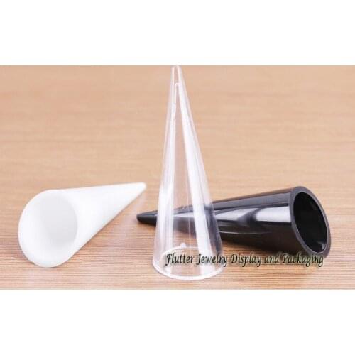 Wholesale 50pcs/lot Plastic 3-Color Cone Rings Display Stand Finger Ring Holder Ring Showcase