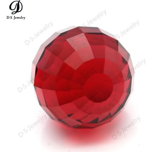 Wuzhou Wholesale Quality Fashion Beads 14mm Red Glass Faceted Chanderlier Beads Glass Small Shiny Balls DIY Accessories