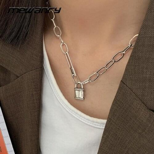 Mewanry 925 Sterling Silver Necklace Punk Hiphop Rock Party Creative Lock Pendant Thick Chain Jewelry Birthday Gifts Wholesale
