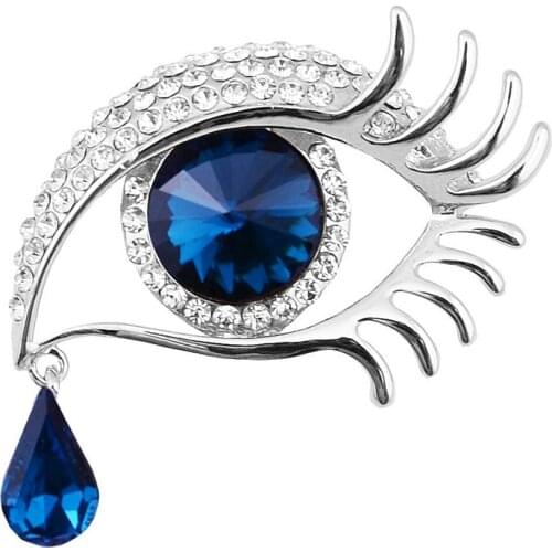 Retail!Fashion Suspended Teardrop long Eyelashes Big Eyes jewelry Crystals Brooch Hot Selling Gold Tone Rhinestone Eye Brooch