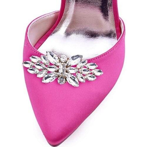 Super Shining Rhinestone Shoe Charms Buckle Party Prom Removable Shoe Clips Leaf