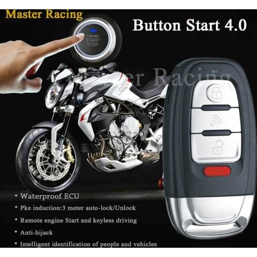 DC AC 12V PKE Smart Key Button Start Motorcycle Alarm Scooter Device Anti-theft alarm System Engine Push Start Button Universal