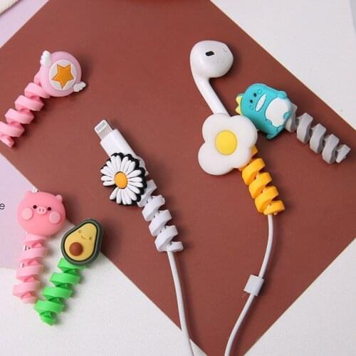 10Pcs Spiral USB Cable Organizer Management Wire Protector with Cartoon Animal for Charging Data Earphone Mouse Line Cable Wire