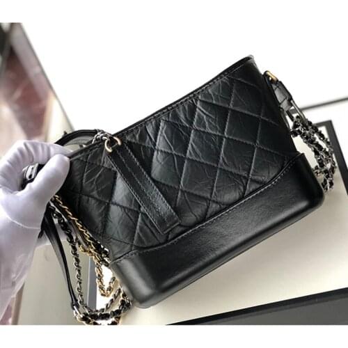 Luxury hobo handbags genuine leather women shoulder bags designer feminina aged calfskin crossbody bag woc brand chain bag
