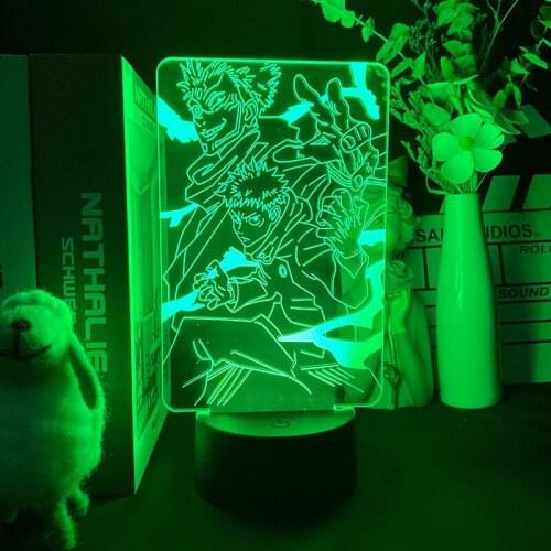 LED Anime Light Ryomen Sukuna Itadori Yuji Double Face Figurine from Jujutsu Kaisen Fandom Art Drawing Upward Lighting Acrylic