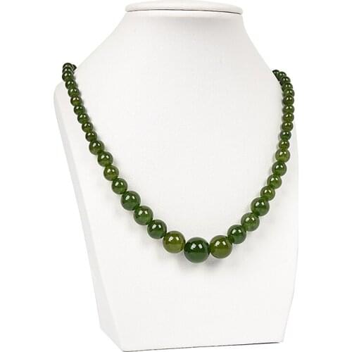 Taiwan Green Chalcedony jaspers 6-14mm Round Bead Tower Necklace Gem Stone DIY Design Jewelry For Women Birthday Gifts 18"