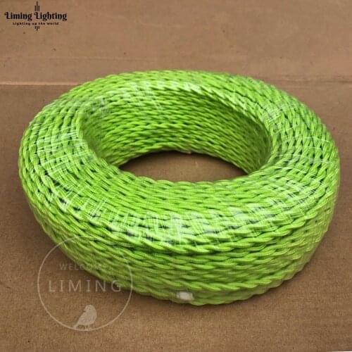 100M Meter 2*0.75mm Vintage Twisted Electrical Wire Green Textile Cable Edison Lamp Cord Braided Retro Pendant Light Lamp Wire