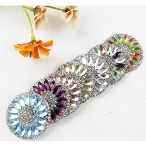 High grade flowers and rhinestone applique accessories Patches Iron on Sticker for clothes wedding dress accessories