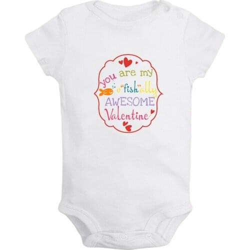 You Are My Ofishally Awesome Valentine Printed Newborn Baby Girl Boys Clothes Short Sleeve Romper Outfits 100% Cotton
