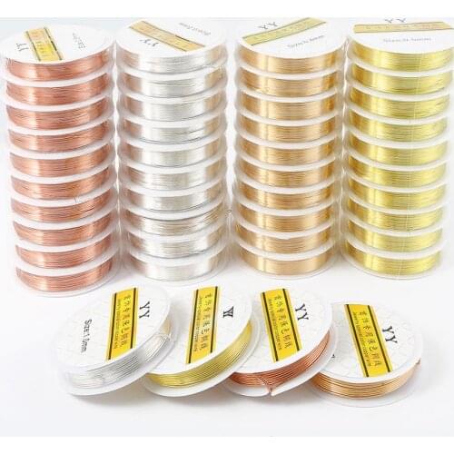0.3/0.4/0.5/0.6/0.8/1.0mm Silver Gold Copper Wire Beading Thread Rope Cord For DIY Bracelet Necklace Crafts Making Jewelry Line
