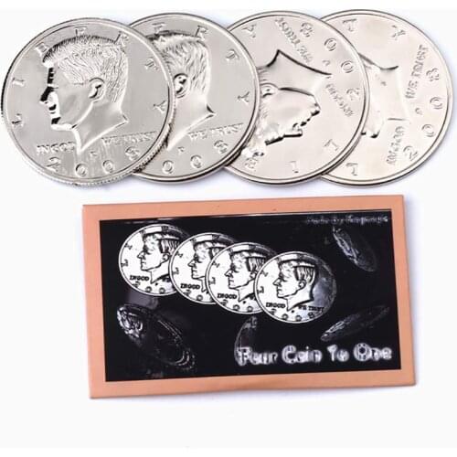 1 set 5.6cm diameter Four Coin To One Big Half Dollar Coin Magic Tricks magician trick magic Gimmick