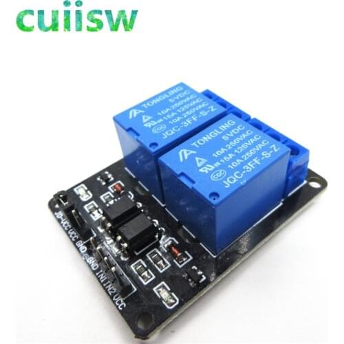 1PCS/LOT New 5V 2 Channel Relay Module Shield for arduino ARM PIC AVR DSP Electronic 10A