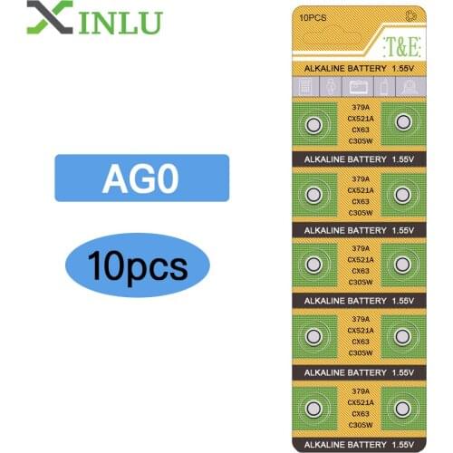 10pcs 1.55V AG0 Battery LR69 LR521 379A SR521SW D379 V379 SR63 Alkaline Batteries Button Cell Coin Battery For Watch Toy Car
