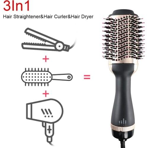 2 IN 1 One Step Hair Dryer Hot Air Brush Styler and Volumizer Hair Straightener Comb Curling brush Electric Ion Blow Dryer Brush