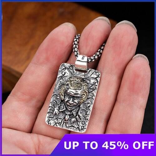 2021 Creative Clown Pure 925 Sterling Silver JOKER Portrait Necklace Pendant Fashion Jewelry Gifts For Women Men New Arrival