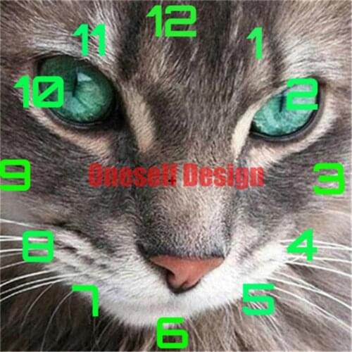 Diamond painting with clock caT 5d diamond embroidery full set with clock diamond mosaic sale decor home wall sticker diy frame