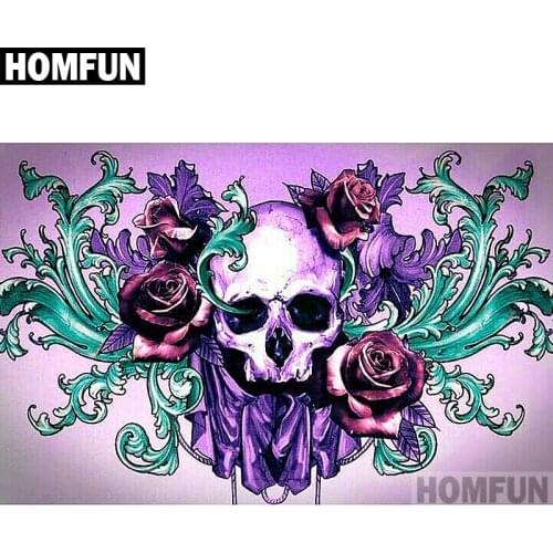 HOMFUN 5D Diamond Pattern Rhinestone Needlework Diy Diamond Painting Cross Stitch "Skull rose" Diamond Embroidery A06730