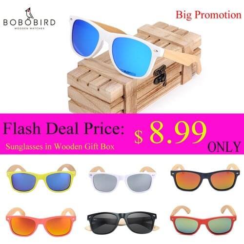 BOBO BIRD Bamboo Polarized Sunglasses for Women Men Polarized Lenses Real Wooden Frame UVA/UVB Ray Protection Brand Sun Glasses