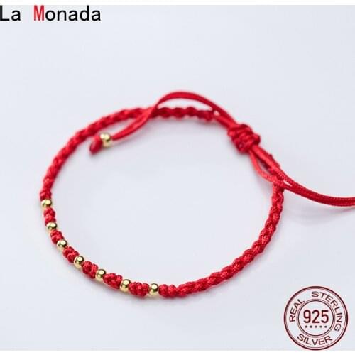 La Monada Red Thread For Hand 925 Sterling Silver Womens Bracelet Red Thread String Rope Bracelets For Women Silver 925 Gold