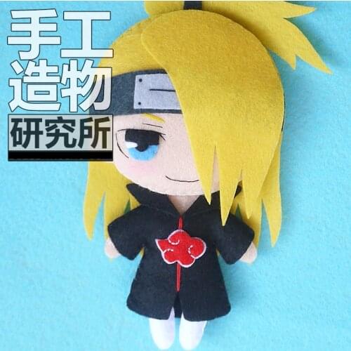 Anime Deidara 12cm Keychain Handmade Material Package Toys Mini Doll Stuffed Plush #4286 Children Birthday Gift