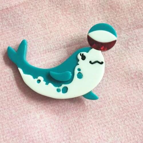 Aquatic Creatures Acrylic Dolphin Brooches Pin Resin Colorful Brooches Pins Kids Accessory