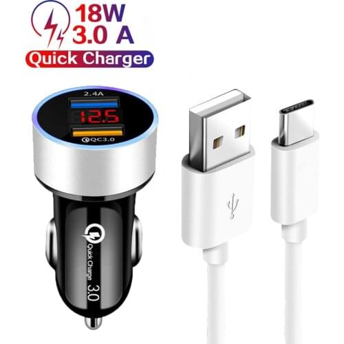 For OPPO A74 A94 5G A93 A73 A53 2020 Fast Car Charger 18W Quick Charge 3.0 Type-C USB Cable For OPPO Reno 6 5 Z 4 3 2 Z F Pro