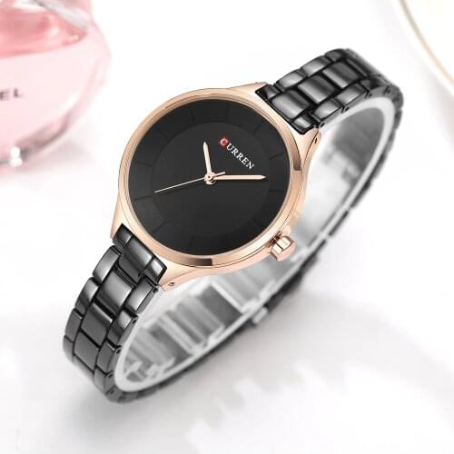CURREN Quartz Watch Women Watches Ladies Black Stainless Steel Womens Bracelet Watches Female Simple Dial Relogio Feminino Gift
