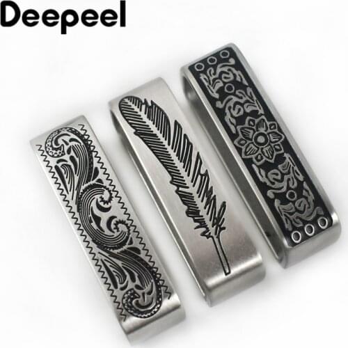 Deepeel40mm Belt Loop Brushed Metal Solid Stainless Steel Strap DIY Leather Craft Hardware Jeans Accessories for 3.7-3.9cm F1-55