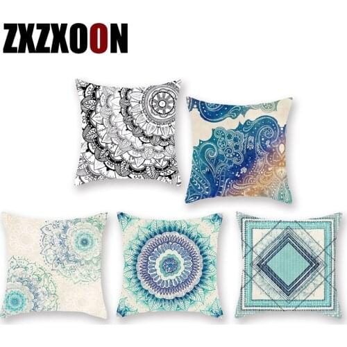 Decorative Throw Pillows Case Boho Mandala Geometric Blue Pillow Cushion Covers Case Sofa Home Decor Living Room Pillowcase