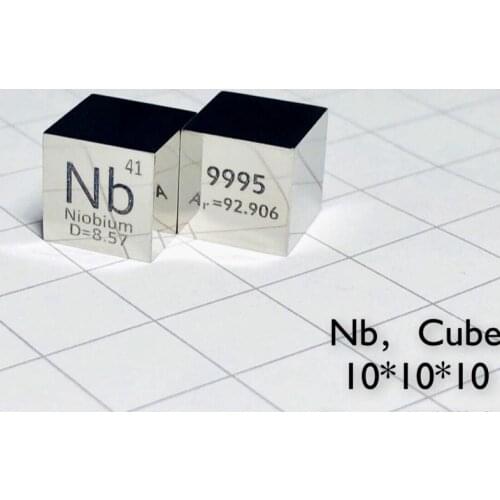 10 X 10 X 10mm 6-Sided POLISHED Finishing Double-Sided Engraved Metal Niobium Cube Periodic Table Of Elements Cube (Nb≥99.95%)