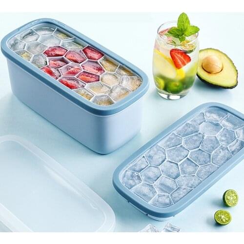 Ice Cube Mold Ice Tray Household Refrigerators Summer Honeycomb Ice Maker Double Silicone Ice Box Storage With Removable Lids