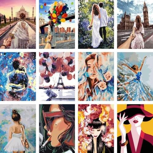 Gatyztory Paint By Numbers Girls HandPainted Kits Drawing Canvas Figure DIY Oil Painting Acrylic Paints Home Decor Gift