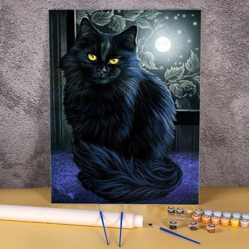 Cat Animal DIY Paint By Numbers Kit Acrylic Paints 50*70 Canvas Pictures Wall Decoration For Adults Wall Art For Wholesale