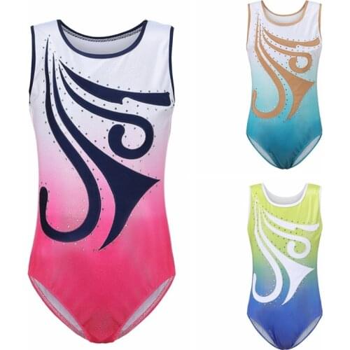 Girls Sleeveless Gymnastics Leotard One-Piece 5-14 Years Children Ballet Dance Wear Kids Training Dancewear Practice Bodysuit