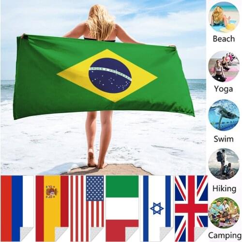 Soft Water Absorbing Breathable Summer Surf Robe Blanket Spain US Flag Printed Microfiber Bath Beach Towel for Adults 70*140cm