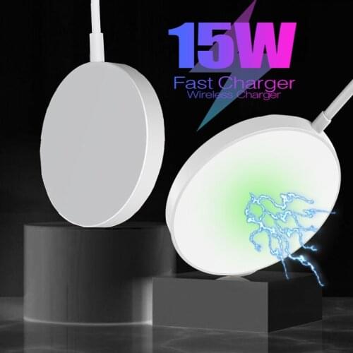 15W Desktop Magnetic Wireless Charger Dock LED Light Mobile Phone Fast Charging Adapter For iPhone 12 11 Pro Max 12 Mini 12 Pro
