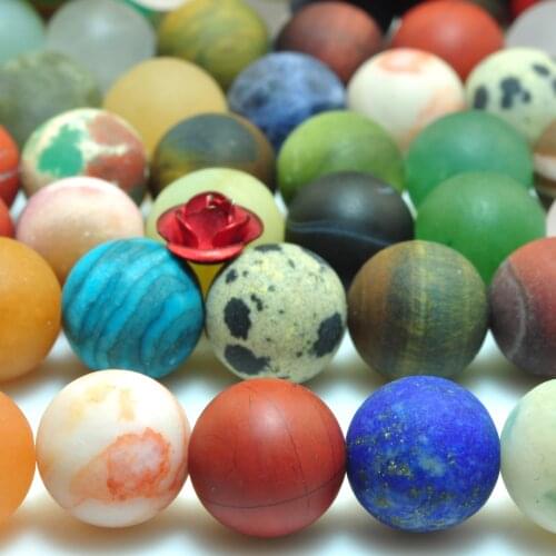 Natural Mixed Multicolor Stones Matte Round Loose Beads Wholesale Gemstones Semi Precious Bracelet Necklace For Jewelry Making