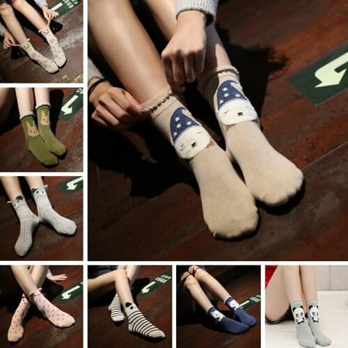 Cartoon Animal Socks Autumn Winter Women Funny Animal print socks Warm Socks