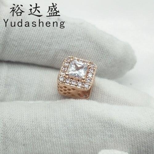 Rose Gold Square Sparkle Halo Charm