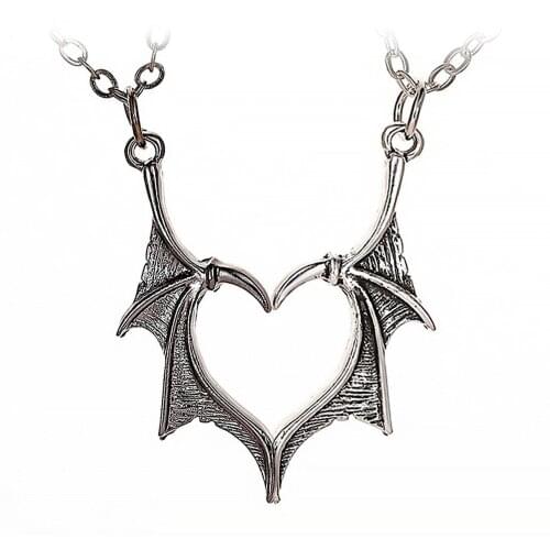 Wing Couple Pendants Necklace for Women 2021 Vintage Aesthetic Goth Accessories Retro Pair Heart Jewelry Love Mens Chain Gift