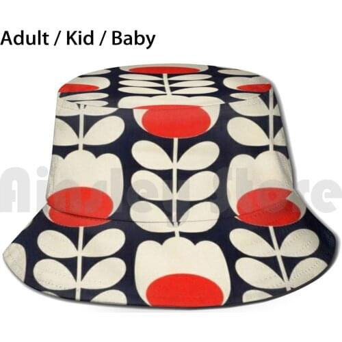 Orla Kiely Flowers Design Bucket Hat Adult kid baby Beach Sun Hats Orla Kiely Retro Pettern Scandinavian Flower Mid Century