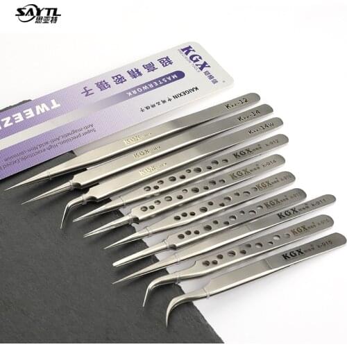 Electronics Industrial Tweezers Lengthen and harden Straight Curved Tip Precision Stainless Forceps Phone Repair Hand Tools Sets