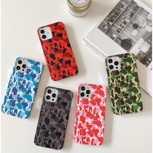 Camouflage Watercolor Painted Phone Case For iPhone 12 11 Pro Max Mini X XR XS Max 8 7 6s 6 Plus SE 2020 Plastic Back Cover Case
