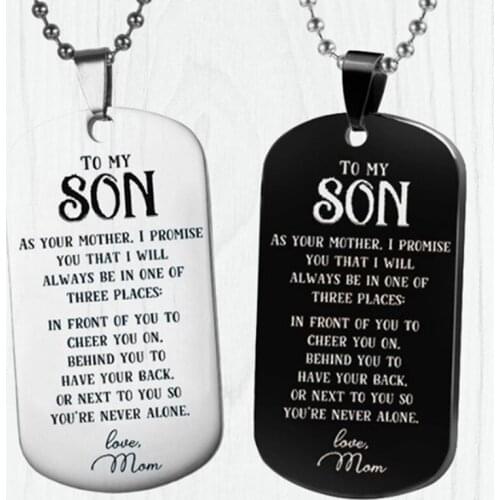 Dog Tags Pendant Necklace Family Jewelry To My Son Love Dad Mom Stainless Steel Necklace Army Cards