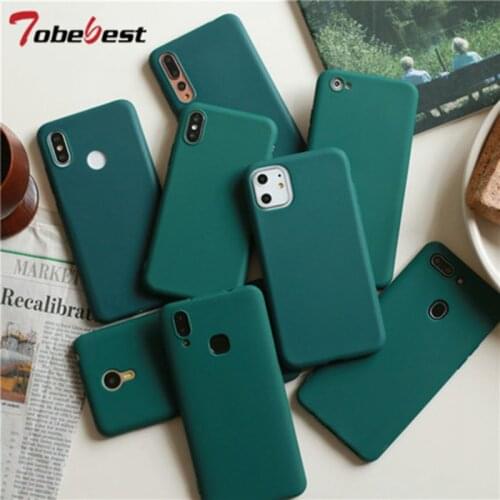 Dark Green Matte Phone Case For iphone 12 mini 11 Pro XS Max XR X 8 7 6S 6 Plus Silicone Cases Solid Color Soft TPU Back Cover